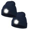 thumbnail image 1 of HOMEYA 2 Packs Winter Fleece Lined LED Beanie,USB Rechargeable Hand Free Warm Hat with Light Built in,Gifts for Men Women,Navy Blue+Navy Blue, 1 of 9