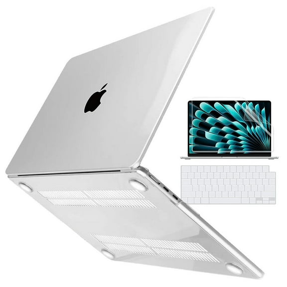 HOMEYA 2023 MacBook Air 15 inch Case M2 A2941 Plastic Hard Shell Case & Keyboard Cover & Screen Protector for Apple Mac Air 15 with Touch ID, Crystal Clear