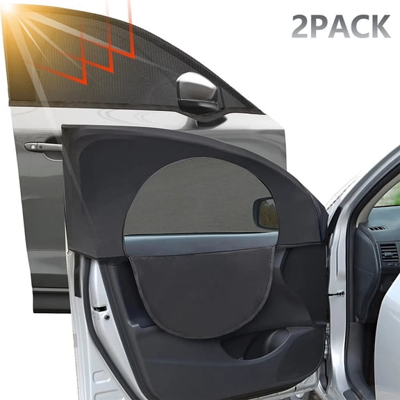 HOMEYA 2Pcs Car Window Shades,Zipper Sun Protection Side Window Sun Shades,Mesh Car Window Cover Screen for Baby Family Privacy