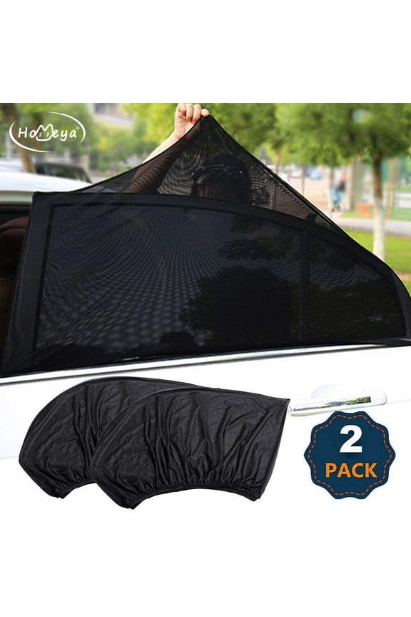 2Pcs Car Window Sun Shade Cover, Rear Side Window Breathable Mesh Bug Screen Sun Shield