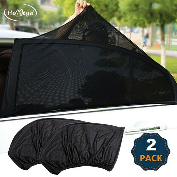 HOMEYA 2Pcs Car Window Sun Shade Cover, Rear Side Window Breathable Mesh Bug Screen Sun Shield