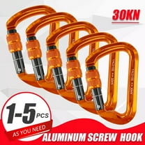 HOMEYA 30KN Climbing Carabiner Aluminum Screw Locking Clip Heavy Duty Caribeaners for Rappelling Swing Rescue & Gym etc (Orange-1Pcs)