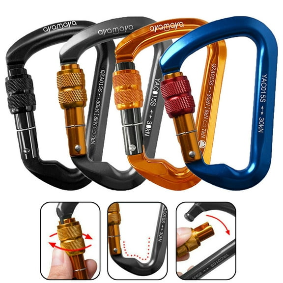 HOMEYA 30KN Locking Climbing Carabiner Clip,CE Certified Rock Climbing Carabiner,Heavy Duty Carabiners for Climbing,Rappelling,Hunting & Rescue
