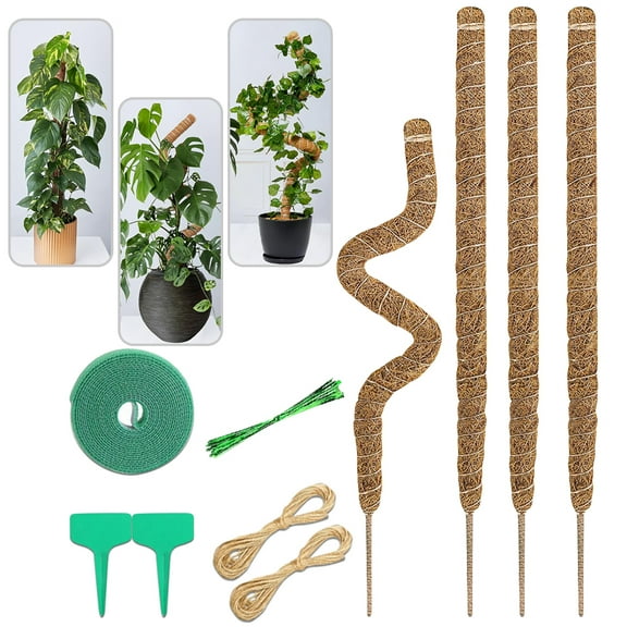 HOMEYA 4 Pack 28" Bendable Moss Pole,Monstera Plant Support for Climbing Indoor Plants,Coco Coir Plant Pole Stake Kit for Potted Plants,Pothos,Philodendron