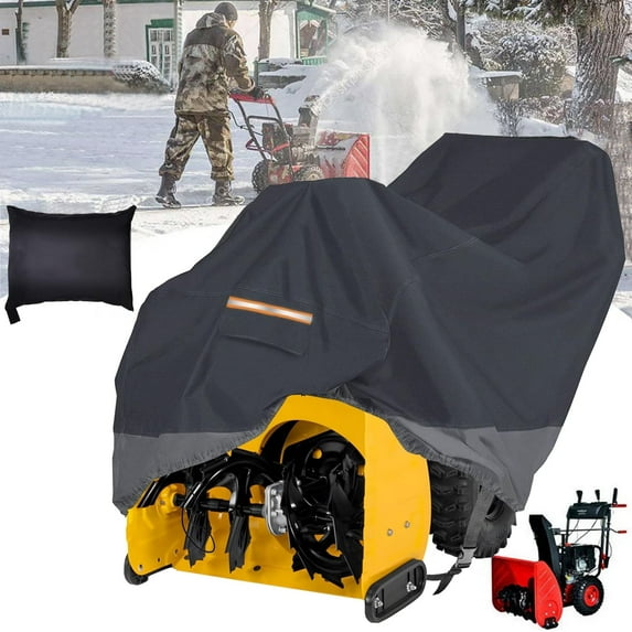 HOMEYA 600D Heavy Duty Snow Blower Cover, Outdoor Snow Thrower Cover Two Stage Waterproof UV Protector, Black/Gray