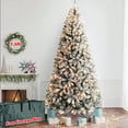 thumbnail image 1 of HOMEYA 7.5ft Pre-Lit Artificial Snow Flocked Christmas Pine Tree with 500 Warm White Lights, Metal Hinged and Storage Bag, 1 of 11