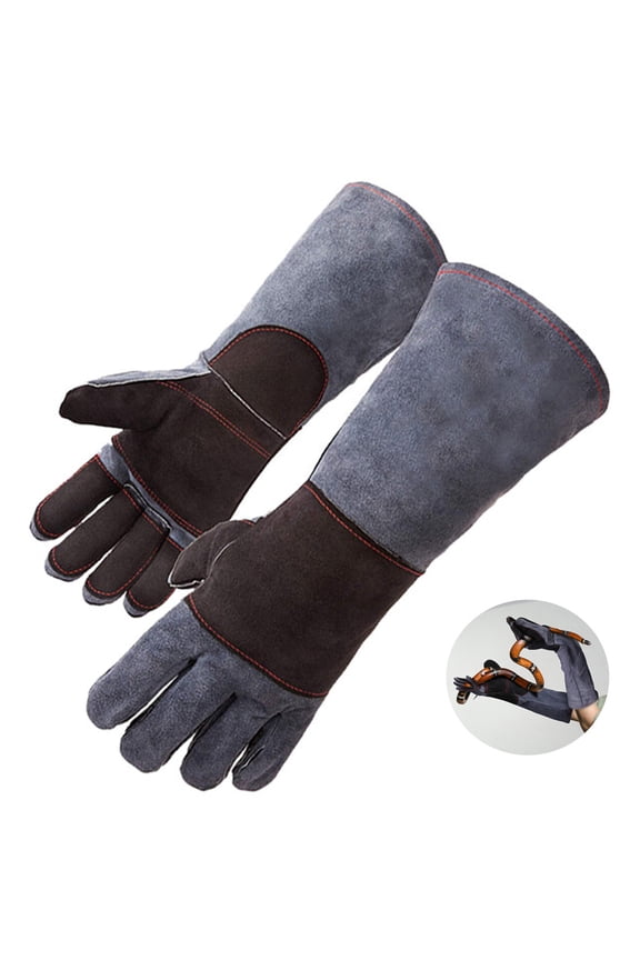 Animal Handling Gloves,Snake Bite Proof Double Leather Padded Mitts,Anti-Bite Training Gloves Dog Cat Bird Reptile Control Protection