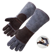 HOMEYA Animal Handling Gloves,Snake Bite Proof Double Leather Padded Mitts,Anti-Bite Training Gloves Dog Cat Bird Reptile Control Protection