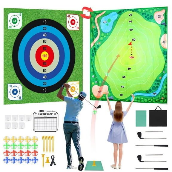 HOMEYA Battle Golf Chipping Game with 59x59 Large Chipping Mat Adults Kids Practice Indoor Outdoor Backyard