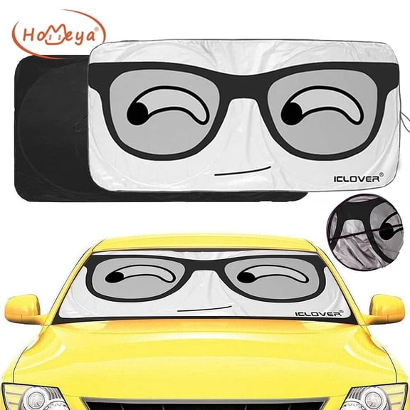 HOMEYA Car SUV Windshield Sun Shade Front Visor Reflective Protector Twist Sunshade Universal (Big Eyes)