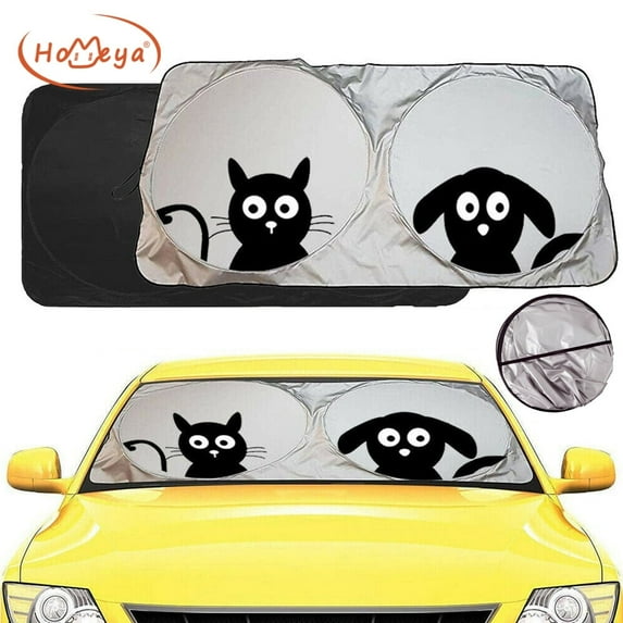 HOMEYA Car SUV Windshield Sun Shade Front Visor Reflective Protector Twist Sunshade Universal (Dogs & Cats)