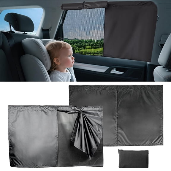 HOMEYA Car Side Window Sun Shade, 2Pcs Magnetic Dual Layer Car Curtain Privacy Window Sunshade for Baby Protection, Back Seat