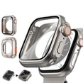 thumbnail image 1 of HOMEYA Case with Tempered Glass Screen Protector Compatible with Apple Watch Series 9/8/7 45mm,Full Coverage Hard PC Protective Face Cover Bumper for iWatch 45 mm,Titanium, 1 of 9