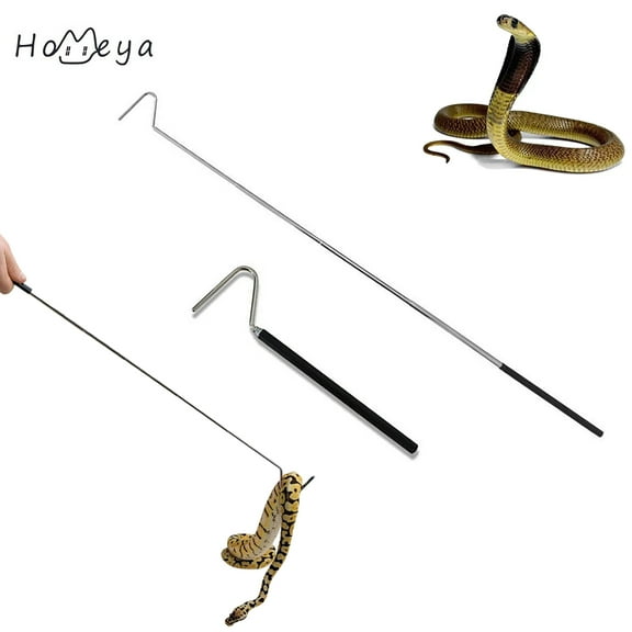 HOMEYA Collapsible Snake Hook 39 inch Extensible Reptile Hook Stainless Steel Pick-up Handling Tool Catching Tool, 1m Snake Stick Grabber, Reach Things - Black