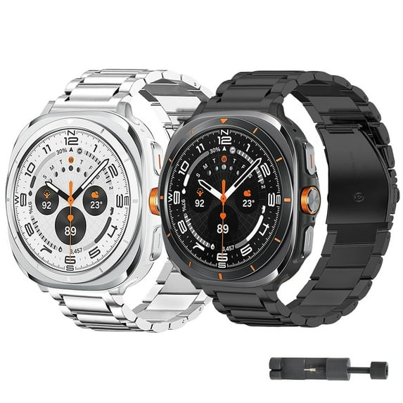 HOMEYA For Samsung Galaxy Watch Ultra 47mm Metal Band Stainless Steel Replaceable Wristband Strap, Black