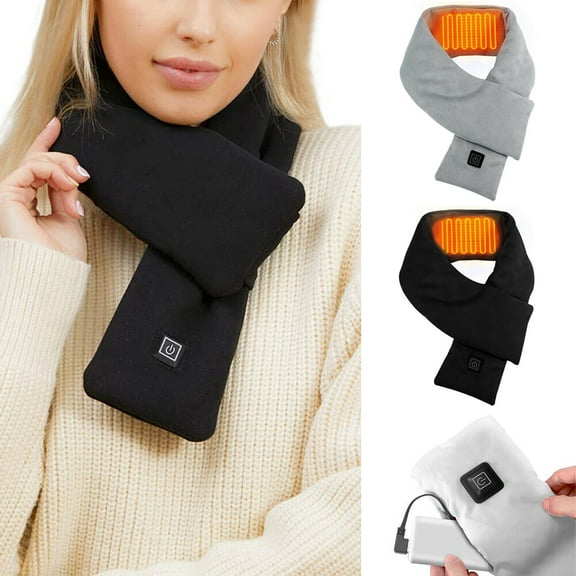 HOMEYA Heated Scarf for Women Men, Three Temp Setings Winter Warm Neck Heating Pad, USB Powered By Power Bank (With Power Bank)