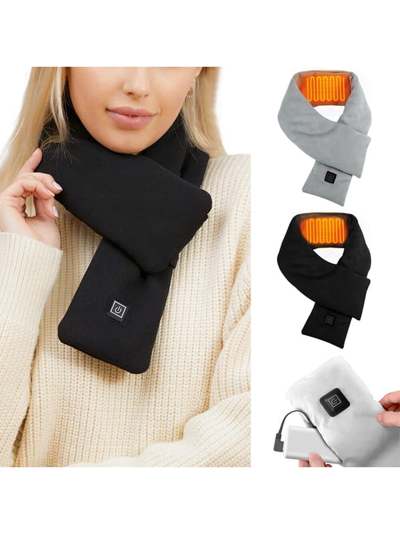 Heated Scarf for Women Men, Three Temp Setings Winter Warm Neck Heating Pad, USB Powered By Power Bank (Without Power Bank)