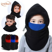 HOMEYA Kids Winter Hats Balaclava Fleece Ski Mask Windproof Warm Adjustable, Face Mask Snow Hood Neck Warmer for Boys Girls Toddler - Blue
