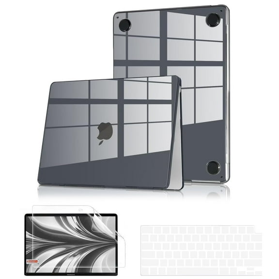 HOMEYA For MacBook Air 13 inch Case 2025-2022 M4 A3240 M3 A3113 M2 A2681,Laptop Hard Shell Case&Keyboard Cover&Screen Protector for Mac Air 13.6",Crystal Black