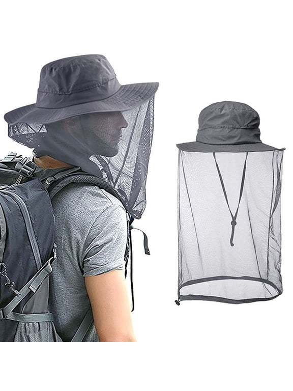 Mosquito Head Net Hat with Hidden Mesh, Anti Bug Sun Hat Bucket Hat with UPF 50+ Protection, Fishing Hat for Hiking, Backpacking, Camping Men & Women