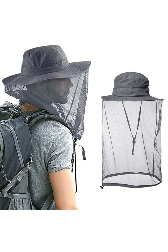 Mosquito Head Net Hat with Hidden Mesh, Anti Bug Sun Hat Bucket Hat with UPF 50+ Protection, Fishing Hat for Hiking, Backpacking, Camping Men & Women