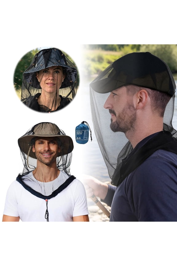 HOMEYA Mosquito Mesh Sun Hat with Head Net Outdoor Wide Brim, Bee Bug Protection for Fishing Hiking Gardening,Blue,XXL,Mosquito Mesh Sun Hat
