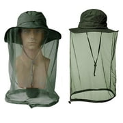 HOMEYA Mosquito Mesh Sun Hat with Head Net Outdoor Wide Brim, Bee Bug Protection for Fishing Hiking Gardening
