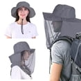 thumbnail image 1 of HOMEYA Mosquito Mesh Sun Hat with Hidden Head Net Outdoor Wide Brim, Bee Bug Protection for Fishing Hiking Gardening, 1 of 7
