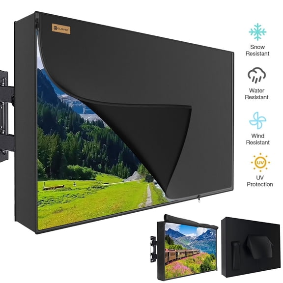 HOMEYA Outdoor TV Cover with 3 Side Full Zipper, Heavy Duty LED Flat Screen Television Protector Universal Weatherproof Waterproof Protector, Black, Fits 41" - 43"