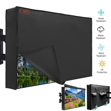 HOMEYA Outdoor TV Cover LED Flat Screen Television Protector Universal Weatherproof Waterproof Universal, Black, Fits 30" - 32"