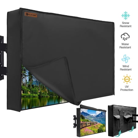HOMEYA Outdoor TV Cover LED Flat Screen Television Protector Universal Weatherproof Waterproof Universal, Black, Fits 36" - 39"