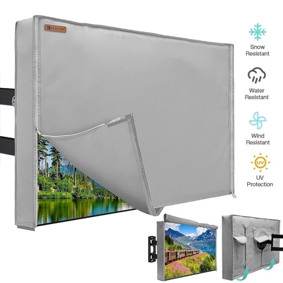 HOMEYA Outdoor TV Cover LED Flat Screen Television Protector Universal Weatherproof Waterproof Universal, Gray, Fits 46" - 48"