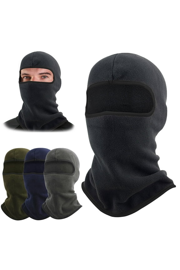 Polar Fleece Balaclava Winter Warm Face Mask Hood Thermal Neck Gator Ski Motorcycle Cycling Helmet Liner, Men Women, Black