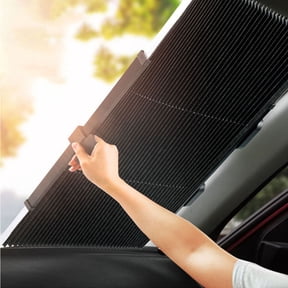 HOMEYA Retractable Windshield Sun Shade for Car,Large Sun Visor Protector Blocks 99% UV Rays to Keep Your Vehicle Cool,Auto Sunshade with Suction Cups 25.6" x 60"