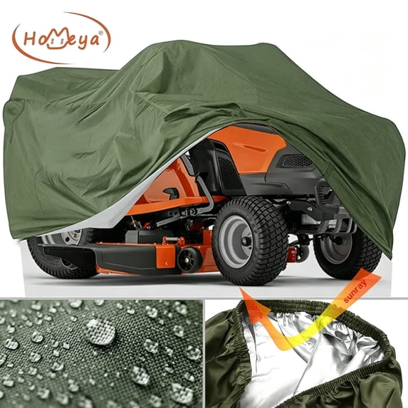 HOMEYA Riding Lawn Mower Tractor Cover Waterproof UV Protector Heavy Duty Fits Decks up to 72"x54'' Storage Cover, Green