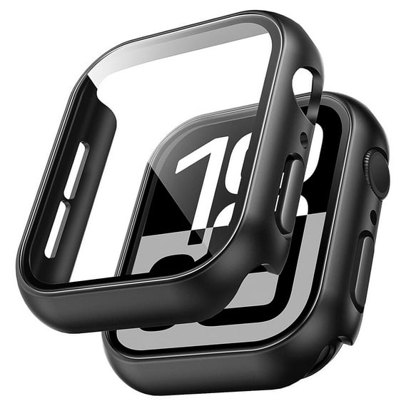 HOMEYA Rugged Case Compatible for Apple Watch 42mm Series 10 with Tempered Glass Screen Protector,Hard PC Protective Cover Case Shockproof Bumper for iWatch 42mm,Black