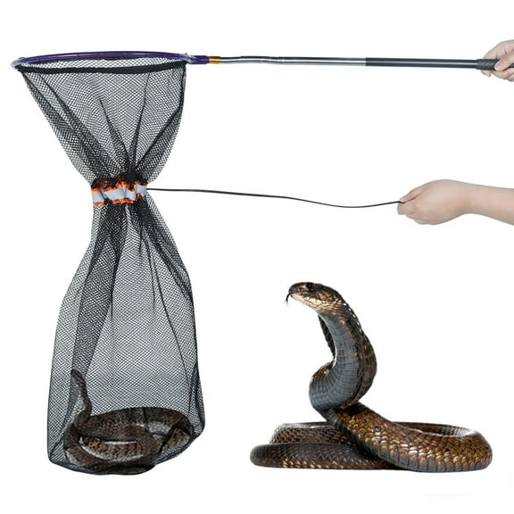 HOMEYA Snake Grabber Tool, Snake Catcher Net with a Telescopic Pole Stick Extendable from 16" to 59" for Safe Transporting and Capturing All Kinds of Snakes