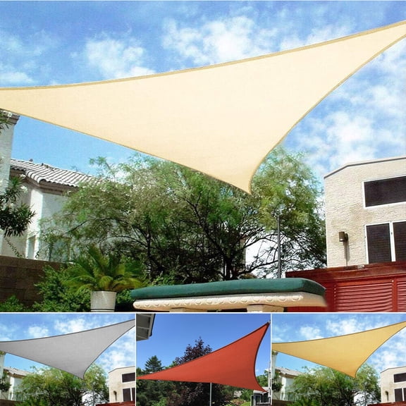 HOMEYA Sun Shade Sail 8/12/16FT Outdoor Garden Patio Party Sunscreen Awing Triangle Canopy 98% UV Block with Free Rope
