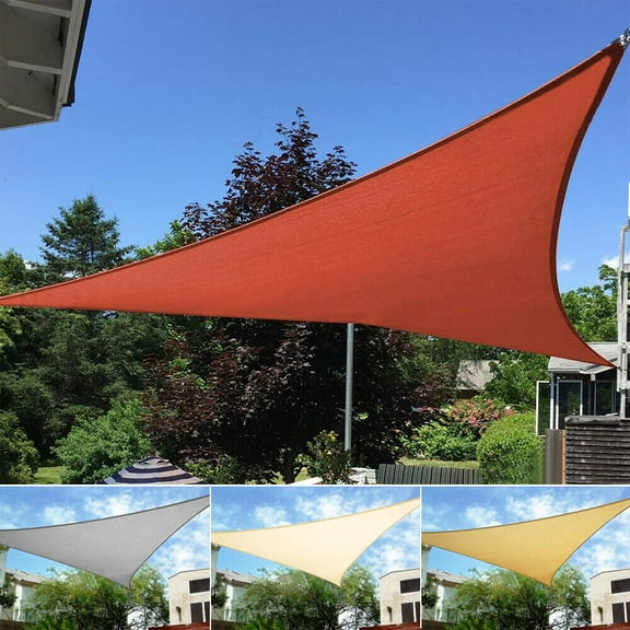 HOMEYA Sun Shade Sail 8/12/16FT Outdoor Garden Patio Party Sunscreen Awing Triangle Canopy 98% UV Block with Free Rope