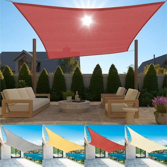 HOMEYA Sun Shade Sails Canopy, 8/12/16/20FT Rectangle UV Block Awning Canopy with D-Ring & Free Rope for Party Patio Garden Outdoor Facility and Activities