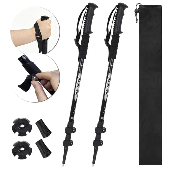 HOMEYA Trekking Poles Pair of 2, Lightweight Aluminum Hiking Walking Sticks, Adjustable Quick Lock Hiking Poles for Men Women