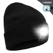 HOMEYA Unisex Beanie Hat with LED Light, Rechargeable Headlamp Knitted Cap, Men Women Winter Gift, Christmas Stocking Stuffers