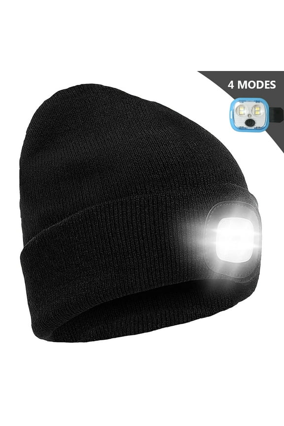 Unisex Beanie Hat with LED Light, Rechargeable Headlamp Knitted Cap, Men Women Winter Gift, Christmas Stocking Stuffers