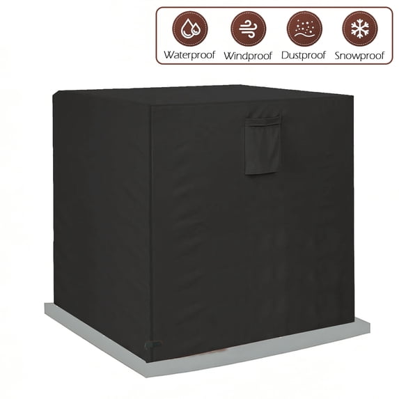 HOMEYA Waterproof Air Conditioner Cover Waterproof & Windproof Winter Outside Central AC Unit Cover, Black (34"x34"x31")