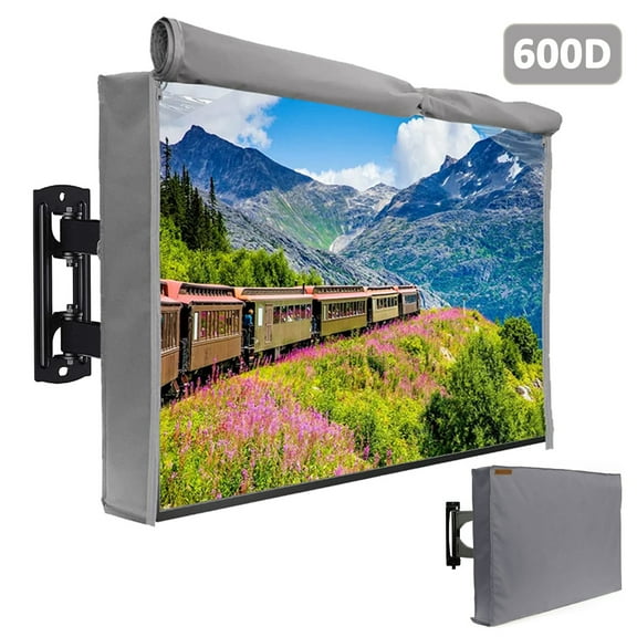 HOMEYA Waterproof Outdoor TV Cover with Front Flap, 600D Heavy Duty Material, Weatherproof Outside TV Enclosure, 40"-65"
