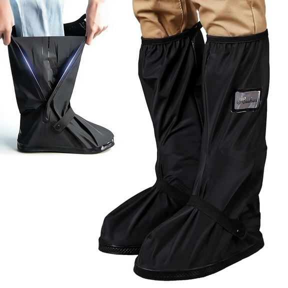 HOMEYA Waterproof Rain Shoe Covers Reusable Boot Non-Slip Overshoes Protector with Zipper for Men Women - M