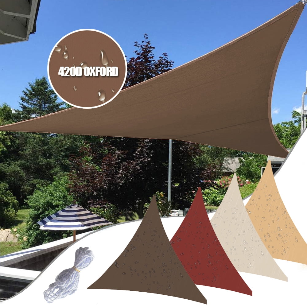 HOMEYA Waterproof Shade Sail Triangle 16' x 16' x 16' Patio Awning ...