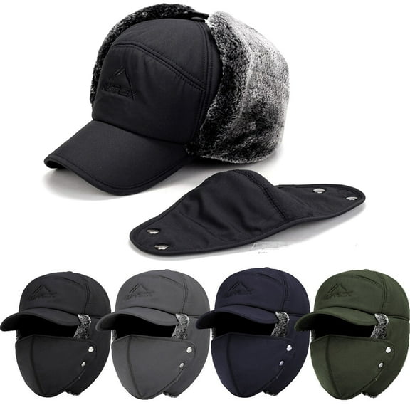 HOMEYA Winter Hats for Women Men,Thick Warm Windproof Trapper Ushanka Hat with Ear Flaps,Plush Russian Bomber Hats for Ski Hunting Cycling,Navy Blue