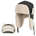 thumbnail image 1 of HOMEYA Winter Russian Ushanka Hat Trapper Aviator Windproof Cap with Ear Flaps for Men Women Outdoor Warm, Black, 1 of 7