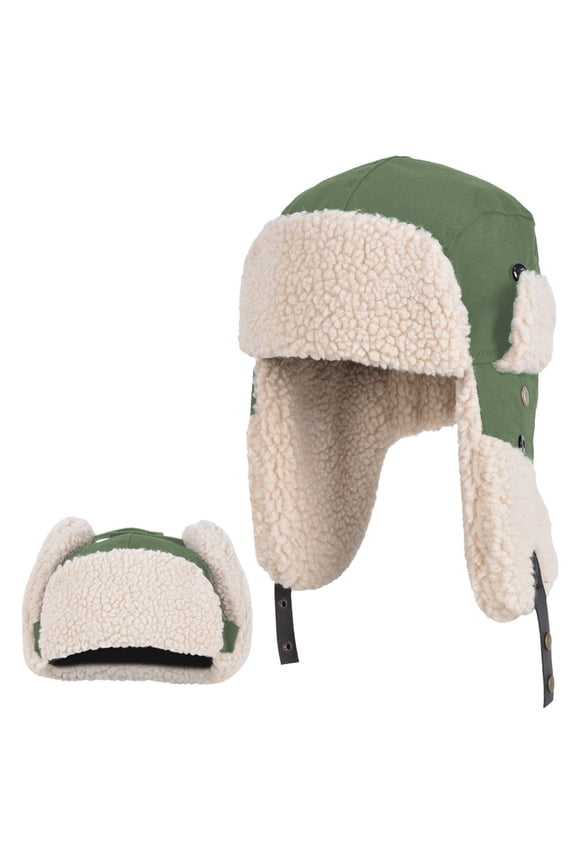 Winter Russian Ushanka Hat Trapper Aviator Windproof Cap with Ear Flaps for Men Women Outdoor Warm, Green